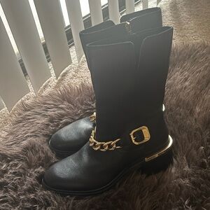 Black Vince Camuto boots. Black with gold